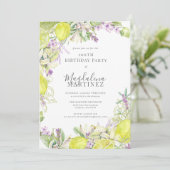 サマーウォーターカラーラベンダーレモン100誕生日 招待状 (スタンド正面)