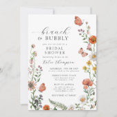 サマーウォーターカラーワイルドフラワーブランチブライダルシャワー 招待状 (正面)