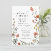 サマーウォーターカラーワイルドフラワーブランチブライダルシャワー 招待状 (スタンド正面)