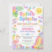 サマーウォータースライドガールバースデーパーティー 招待状 (正面)