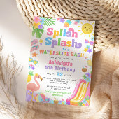 サマーウォータースライドガールバースデーパーティー 招待状