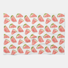 サマーウォーター色のスイカのスライス キッチンタオル