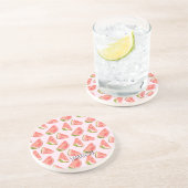 サマーウォーター色のスイカのスライス コースター (側面)