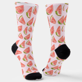 サマーウォーター色のスイカのスライス ソックス