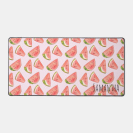 サマーウォーター色のスイカのスライス デスクマット