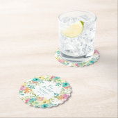 サマーウォーター色カスタムフローラ100誕生日 ペーパーコースター (インサイチュ)