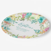 サマーウォーター色カスタムフローラ18誕生日 ペーパープレート (アングル)
