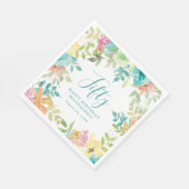 サマーウォーター色カスタムフローラ50誕生日 スタンダードランチョンナプキン (角)