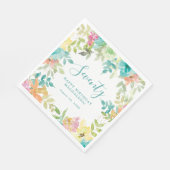 サマーウォーター色カスタムフローラ70誕生日 スタンダードランチョンナプキン (角)