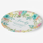 サマーウォーター色カスタムフローラ70誕生日 ペーパープレート (アングル)