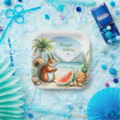 サマーウォーター色リス ペーパープレート (パーティー)