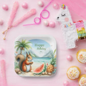 サマーウォーター色リス ペーパープレート (パーティー)