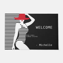 サマーウーマン名前をカスタムするドアマット ドアマット
