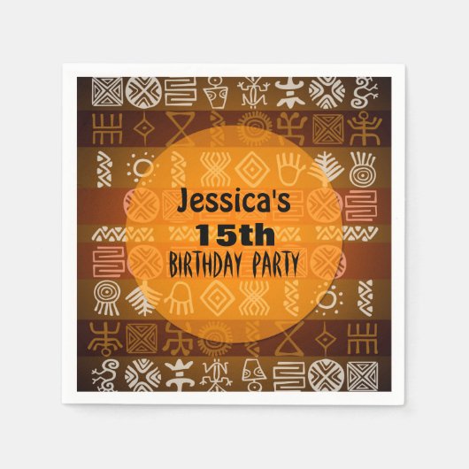 サマーエスニック15thバースデーパーティー紙ナプキンス スタンダードカクテルナプキン (正面)