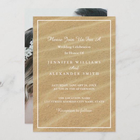 サマーエレガントカスタムフォト結婚式招待状 招待状 (正面/裏面)