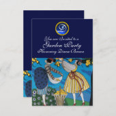 サマーエレガントガーデンパーティーサファイアジェムモノグラム 招待状 (正面/裏面)