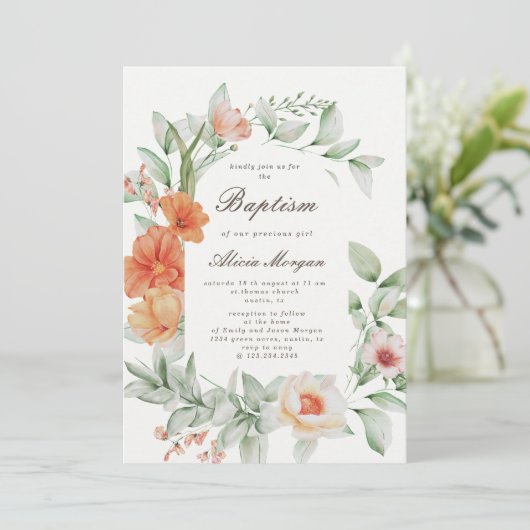 サマーエレガントガーデンフローラバプテスマ招待状 招待状 (スタンド正面)