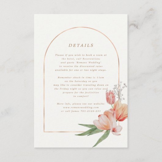 サマーエレガントガーデンフローラ結婚の情報カード エンクロージャーカード (正面)