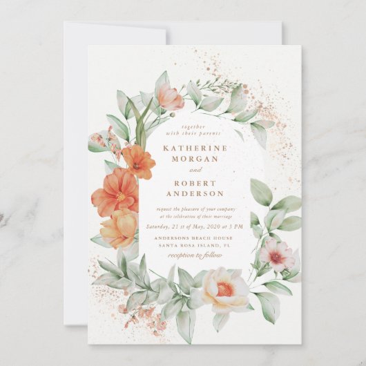 サマーエレガントガーデンフローラ結婚式招待状 招待状 (正面)