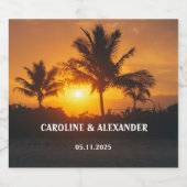 サマーエレガントサンセットトロピカルビーチハワイ スパークリングワインラベル (シングルラベル)