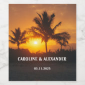 サマーエレガントサンセットトロピカルビーチハワイ ワインラベル (シングルラベル)