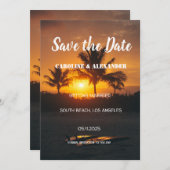 サマーエレガントサンセットビーチトロピカル結婚ズ救 セーブザデート (正面/裏面)