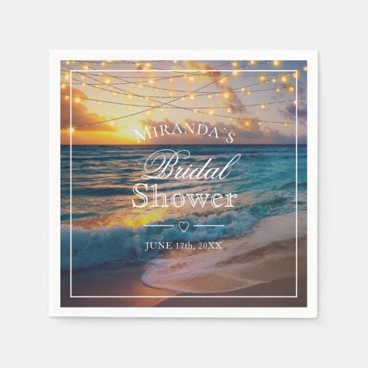 サマーエレガントサンセットビーチブライダルシャワーナプキンス スタンダードカクテルナプキン (正面)