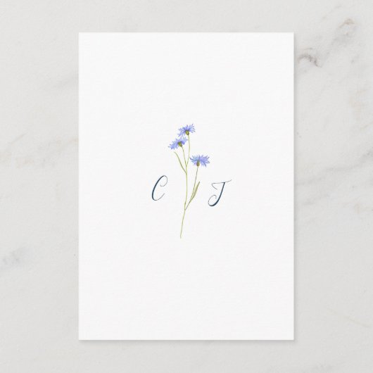 サマーエレガントフローラブルーウェディングレセプション エンクロージャーカード (裏面)