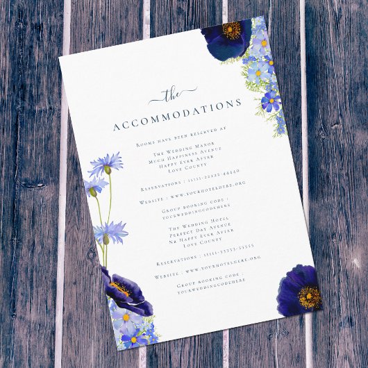 サマーエレガントフローラブルー結婚ズ宿泊施設 エンクロージャーカード