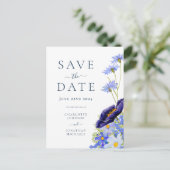 サマーエレガントフローラブルー結婚ズ インビテーションポストカード (スタンド正面)
