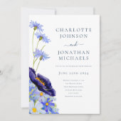 サマーエレガントフローラブルー 招待状 (正面)