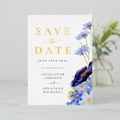 サマーエレガントフローラ金ゴールドブ結婚ルー 箔招待状 (立ち正面)