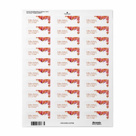 サマーエレガントブーケモダン差出人住所 ラベル (フルシート)