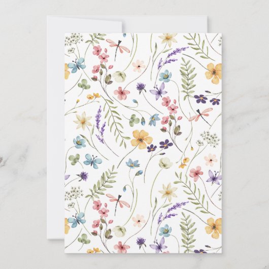 サマーエレガントメドウワイルドフラワーズブライダルシャワー 招待状 (裏面)