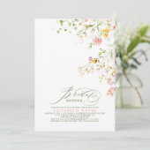 サマーエレガントメドウワイルドフラワーズブライダルシャワー 招待状 (スタンド正面)