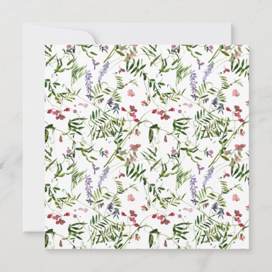 サマーエレガントワイルドフラワーウォータカラーブライダルブランチ 招待状 (裏面)