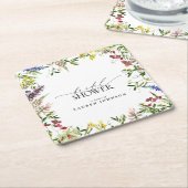 サマーエレガントワイルドフラワーウォーターブライダルシャワー スクエアペーパーコースター (アングル)