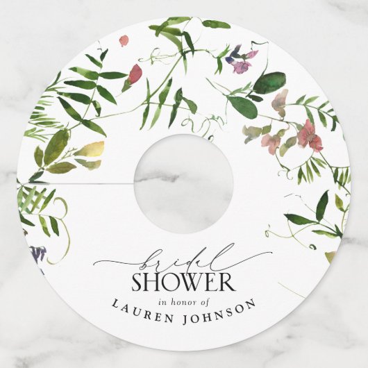 サマーエレガントワイルドフラワーウォーターブライダルシャワー ワイングラスタグ (正面)