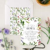 サマーエレガントワイルドフラワーウォーターブライダルシャワー 招待状