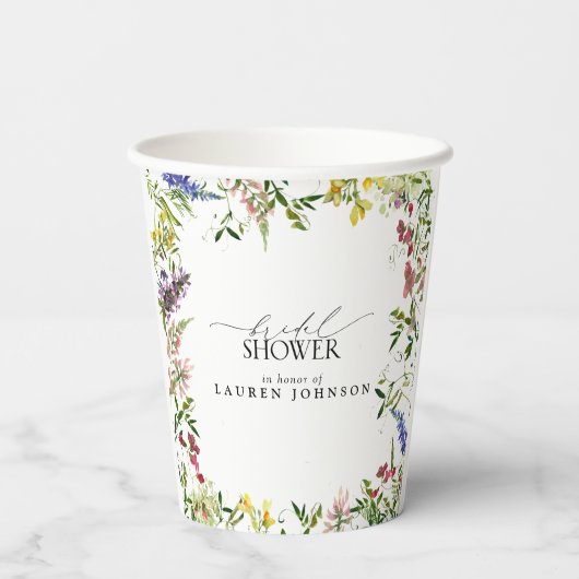 サマーエレガントワイルドフラワーウォーターブライダルシャワー 紙コップ (裏面)