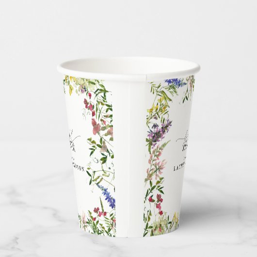 サマーエレガントワイルドフラワーウォーターブライダルシャワー 紙コップ (右)