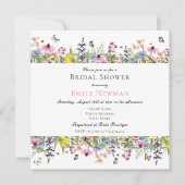 サマーエレガントワイルドフラワーフローラブライダルシャワー 招待状 (正面)