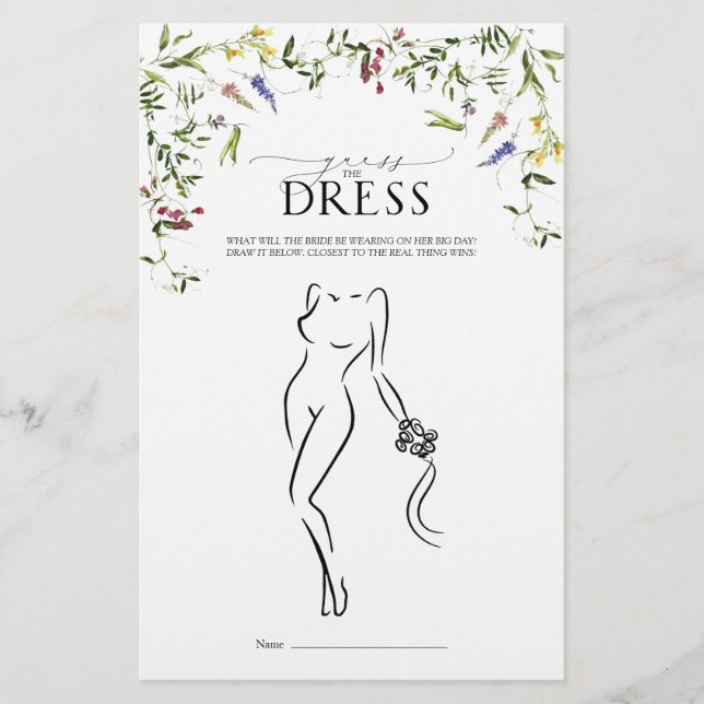 サマーエレガントワイルドフラワーブライダルシャワーゲーム (正面)