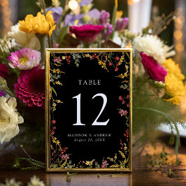 サマーエレガントワイルドフラワーブラック結婚ズ テーブルナンバー