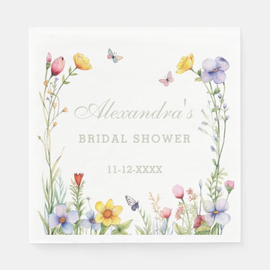 サマーエレガントワイルドフラワーボホブライダルシャワー スタンダードランチョンナプキン (正面)