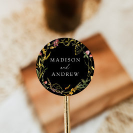 サマーエレガントワイルドフラワーリースブラック結婚ズ ラウンドシール
