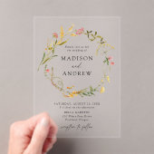 サマーエレガントワイルドフラワーリース結婚ズ アクリル招待状 (インサイチュ (ポータブル))