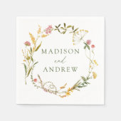 サマーエレガントワイルドフラワーリース結婚ズ スタンダードカクテルナプキン (正面)