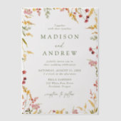 サマーエレガントワイルドフラワーリース結婚ズ ベラム紙招待状 (正面)