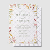 サマーエレガントワイルドフラワーリース結婚ズ ベラム紙招待状 (オフセット (招待状))